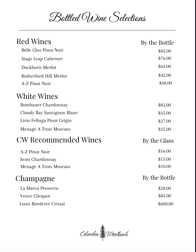 Wine Menu